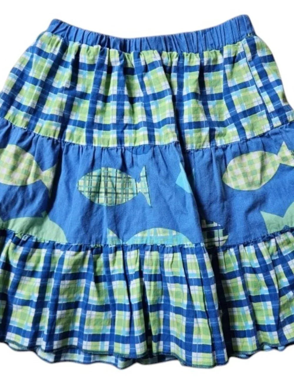 CORKY and Company Blue Plaid and Fishy Cotton Skirt Girls Size 5